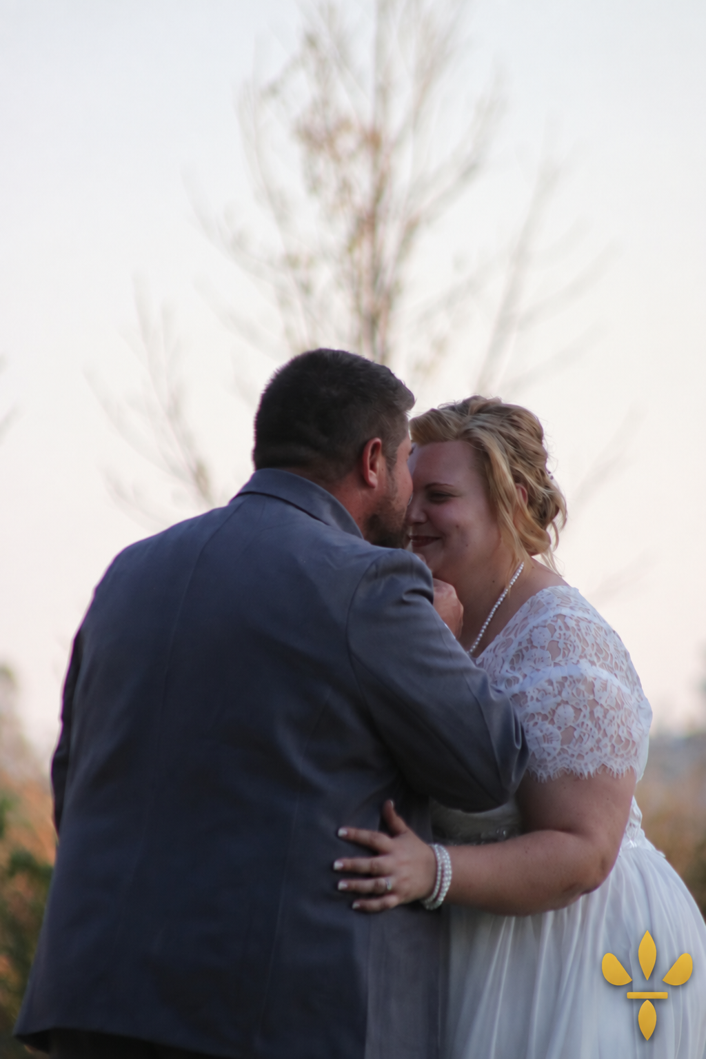 Newly married couple sharing a quiet moment during a Provence photoshoot